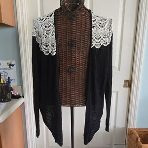 Black and White Lace Cardigan